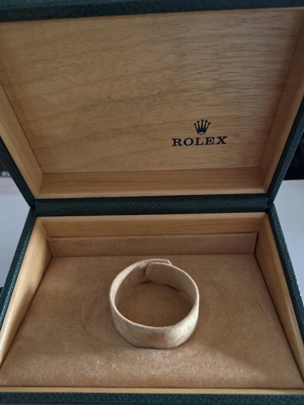 Rolex Dark Green Leather Authentic Case with Gold Rolex Crown Detail